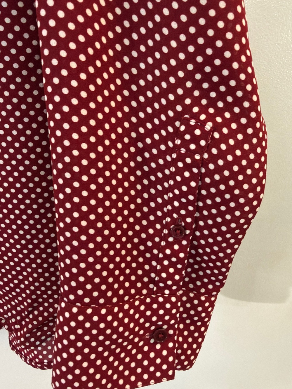 Express Burgundy Polka Dot Zip-Front Blouse Large - Picture 5 of 8